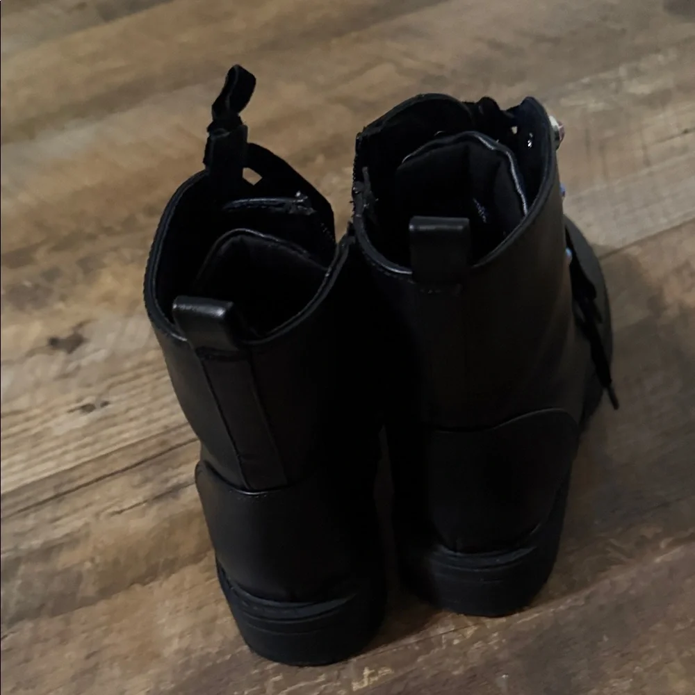 Art Class Kids Black Lace-Up Ankle Boots with Jewel Accents Girls Size 2
